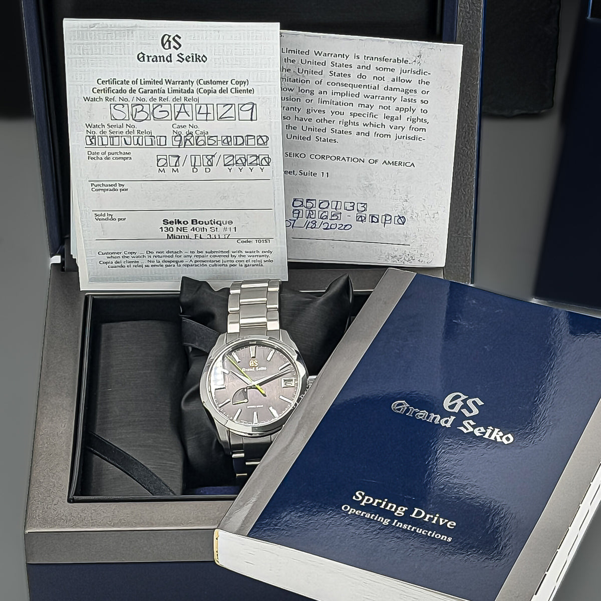 Grand Seiko Heritage Soko Shadow Spring Drive | SBGA429 | 39mm | 2020 | Full Set