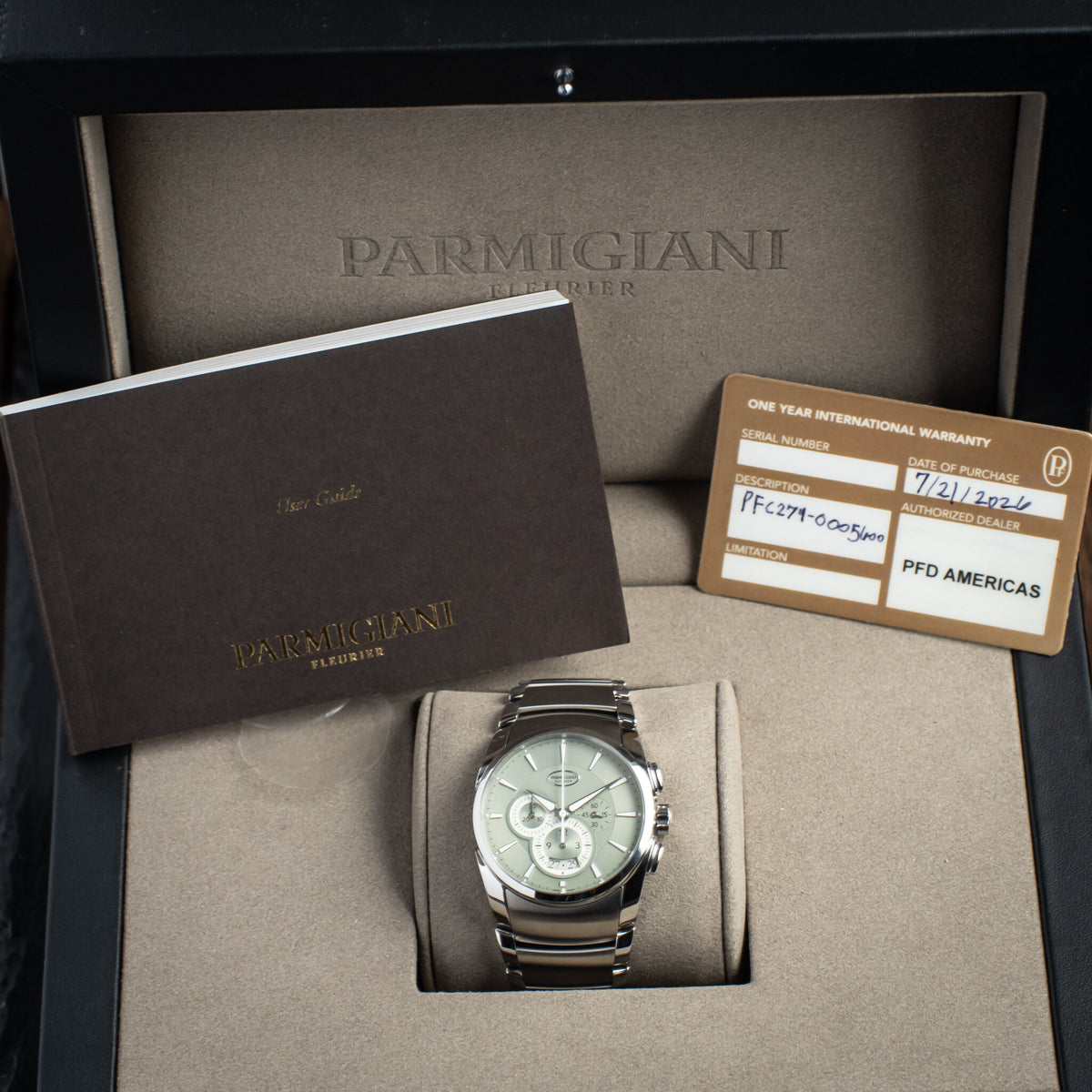 Parmigiani Fleurier Metrographe Special Edition Crème de Menthe| 40mm Steel | 2026 | Full Set