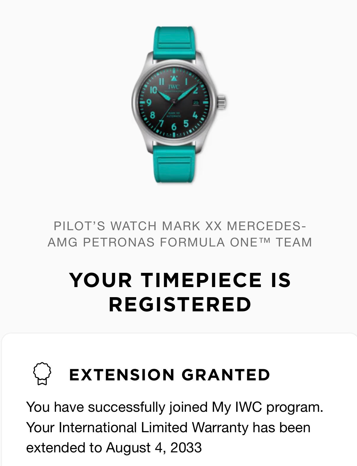 IWC Mark XX Mercedes-AMG Petronas Formula One Team Edition